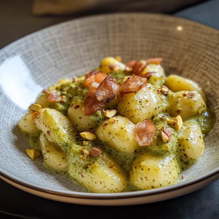 Gnocchi con pistacchio e guanciale